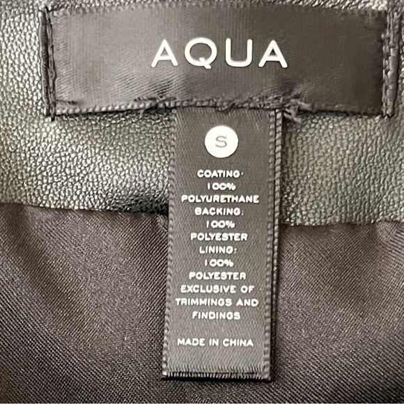 AQUA faux leather top black short sleeve Size Small - Picture 5 of 12